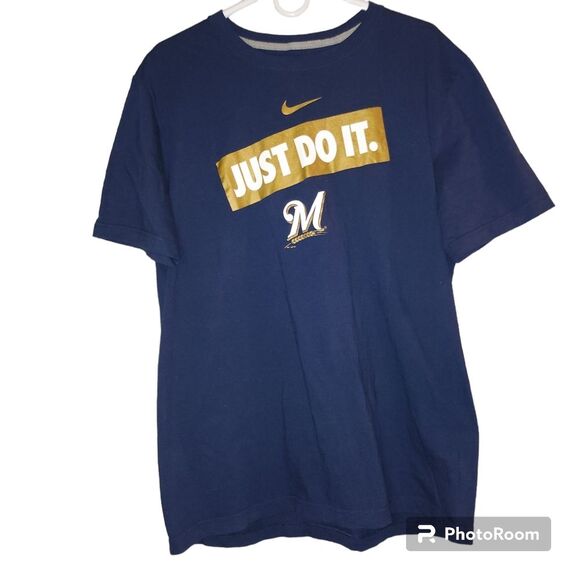 Milwaukee Brewers Nike Just Do It T-Shirt Tee Men's Large - Picture 1 of 8